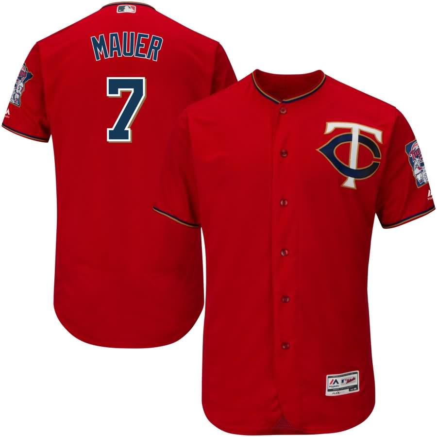 Joe Mauer Minnesota Twins Majestic Alternate Flex Base Authentic Collection Player Jersey - Scarlet