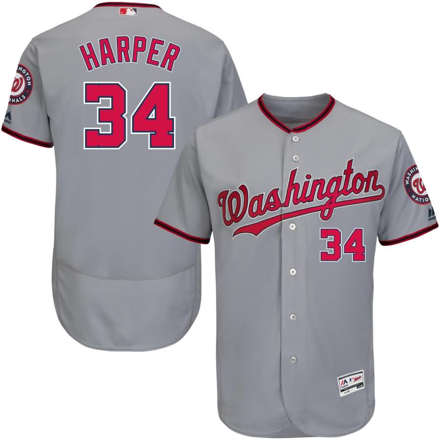 Bryce Harper Washington Nationals Majestic Road Flex Base Authentic Collection Player Jersey - Gray