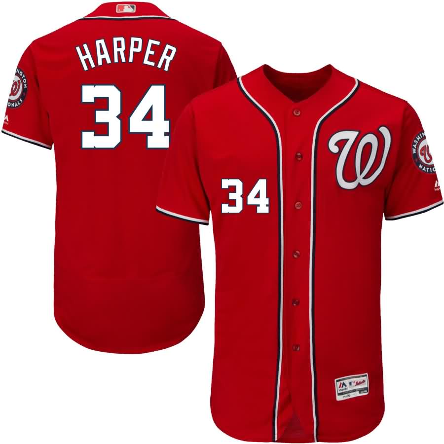 Bryce Harper Washington Nationals Majestic Alternate Flex Base Authentic Collection Player Jersey - Scarlet