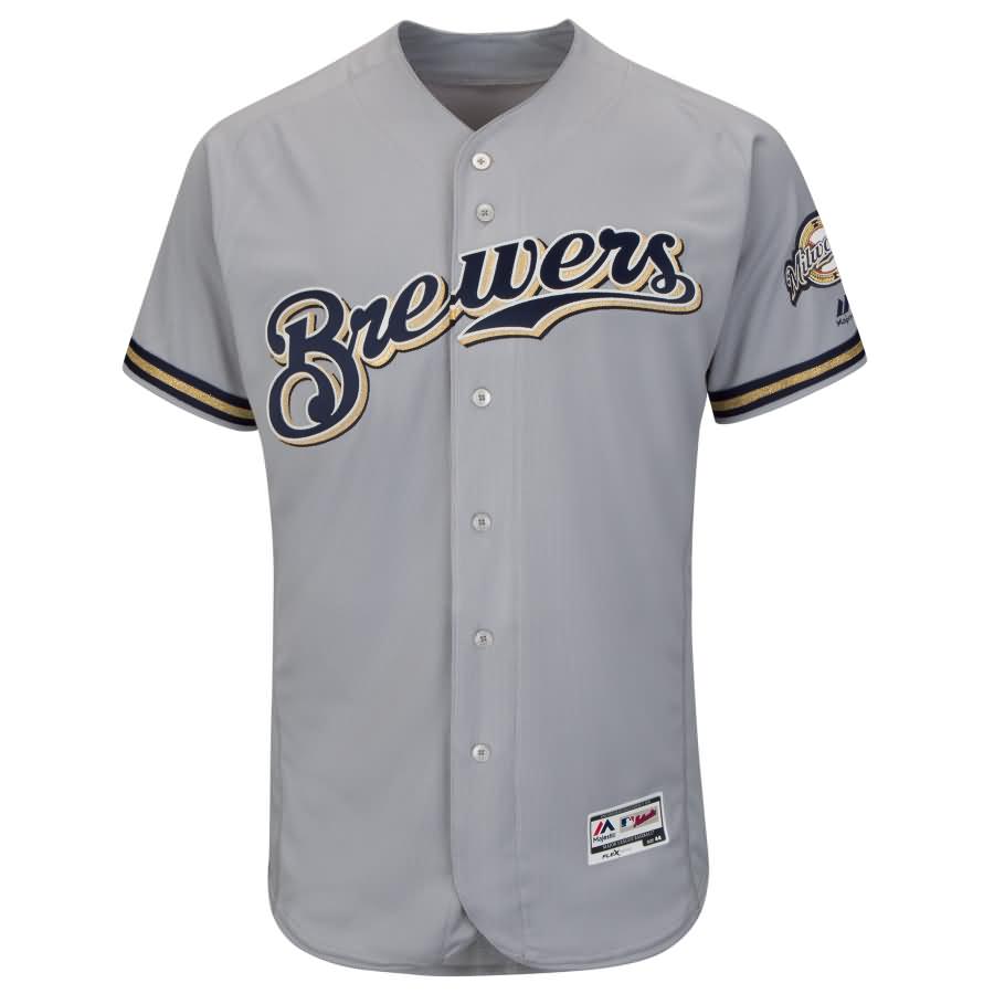 Milwaukee Brewers Majestic Road Flex Base Authentic Collection Team Jersey - Gray