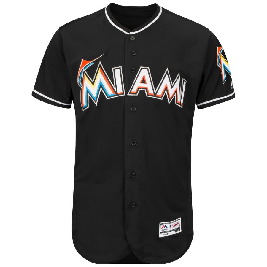 Miami Marlins Majestic Alternate Flex Base Authentic Collection Team Jersey - Black