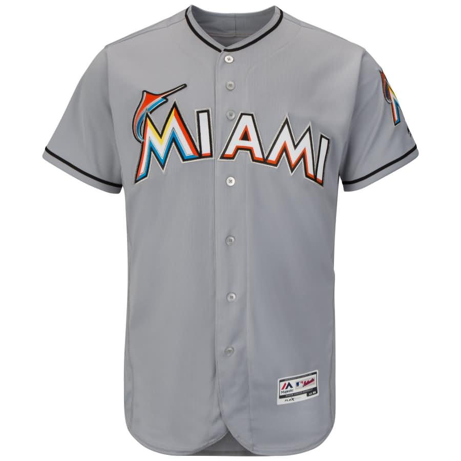 Miami Marlins Majestic Road Flex Base Authentic Collection Team Jersey - Gray