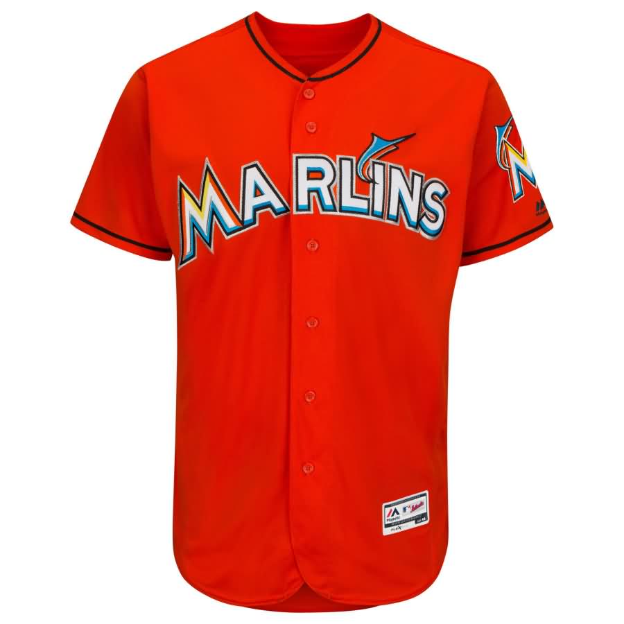 Miami Marlins Majestic Alternate Flex Base Authentic Collection Team Jersey - Fire Red