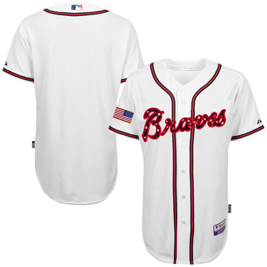 Atlanta Braves Majestic Fashion Stars & Stripes Authentic Cool Base Jersey - White