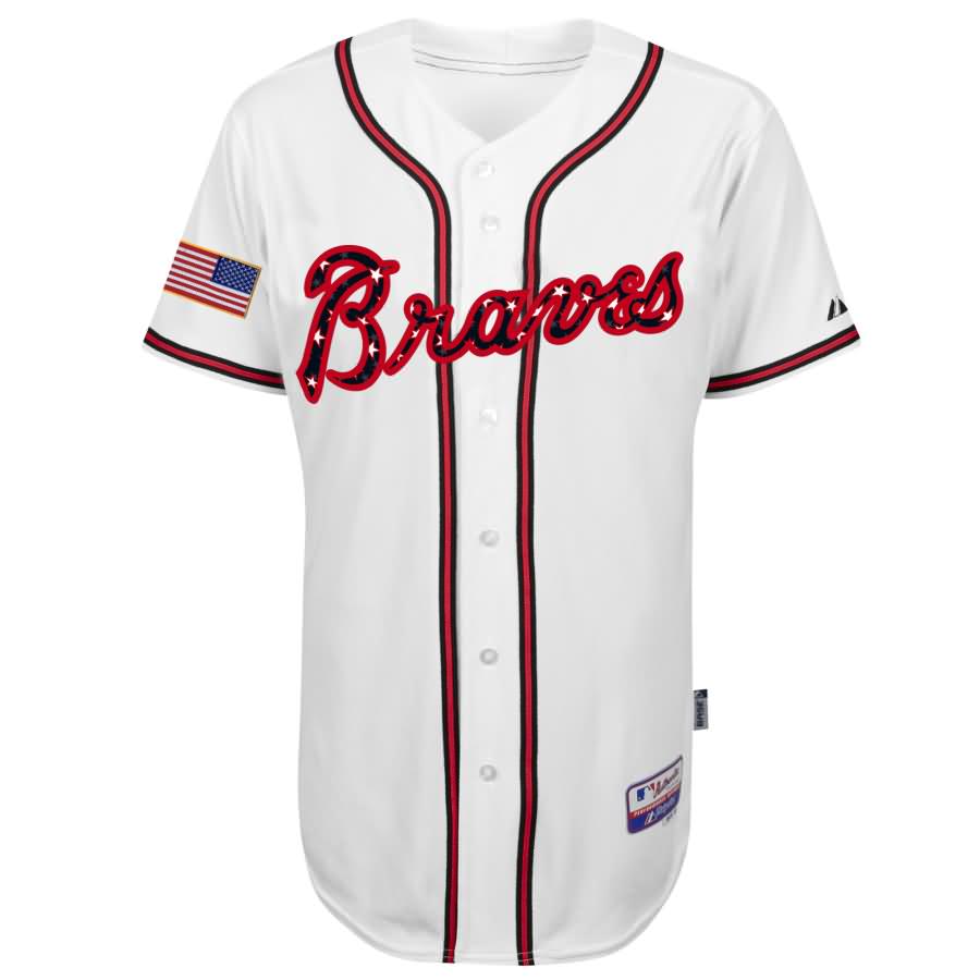 Atlanta Braves Majestic Fashion Stars & Stripes Authentic Cool Base Jersey - White