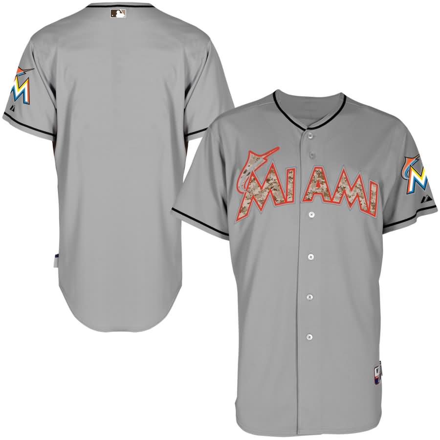 Miami Marlins Majestic Fashion Authentic USMC Team Jersey - Gray