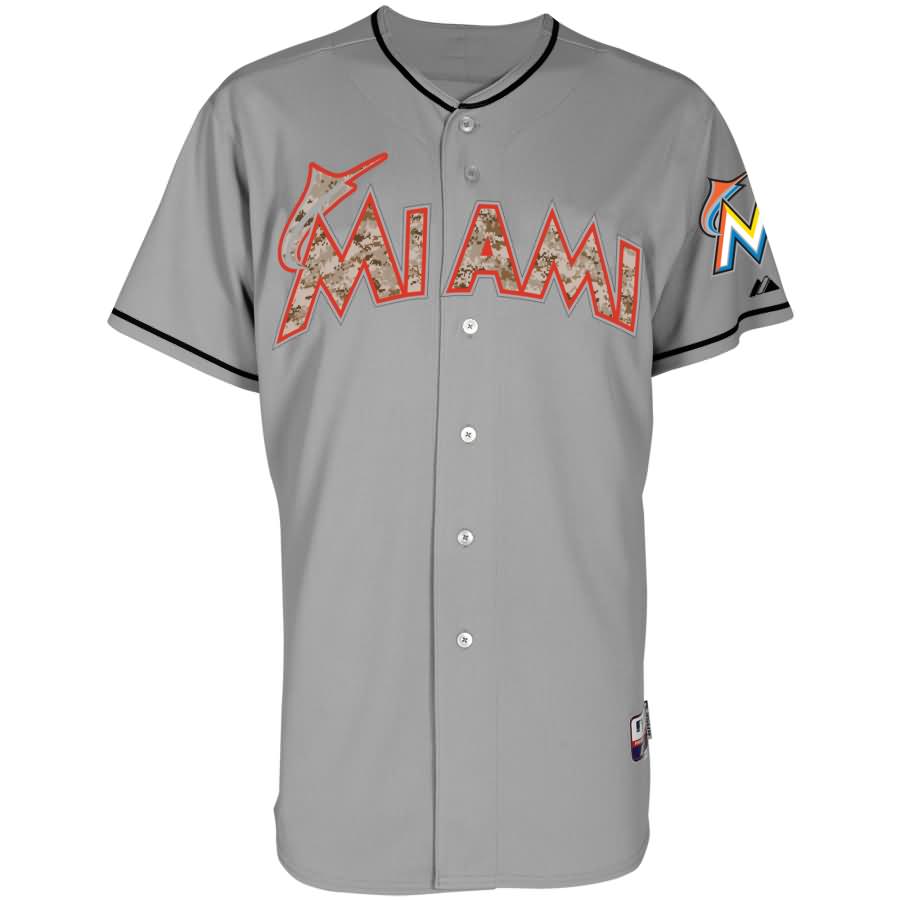 Miami Marlins Majestic Fashion Authentic USMC Team Jersey - Gray