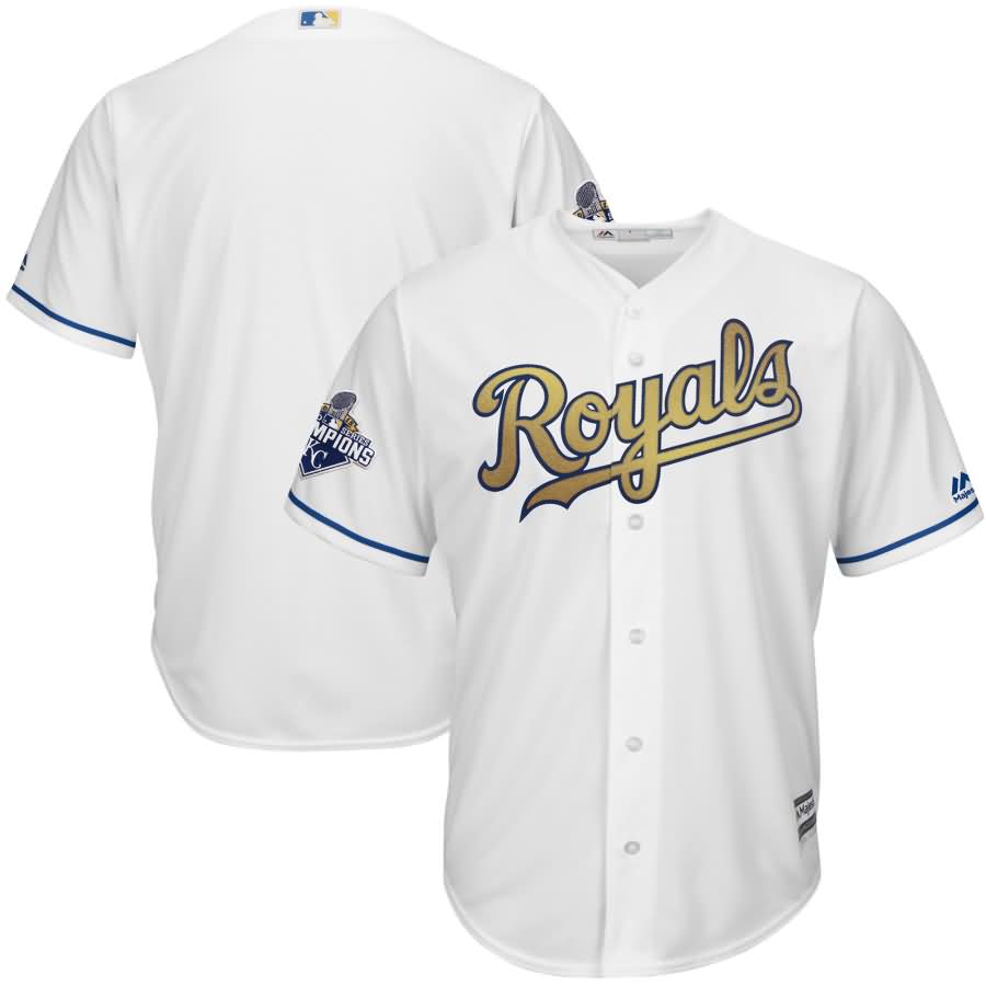 Kansas City Royals Majestic 2015 World Series Champions Gold Program Cool Base Jersey - White