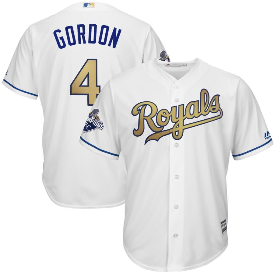 Alex Gordon Kansas City Royals Majestic World Series Champions Gold Program Cool Base Player Jersey - White