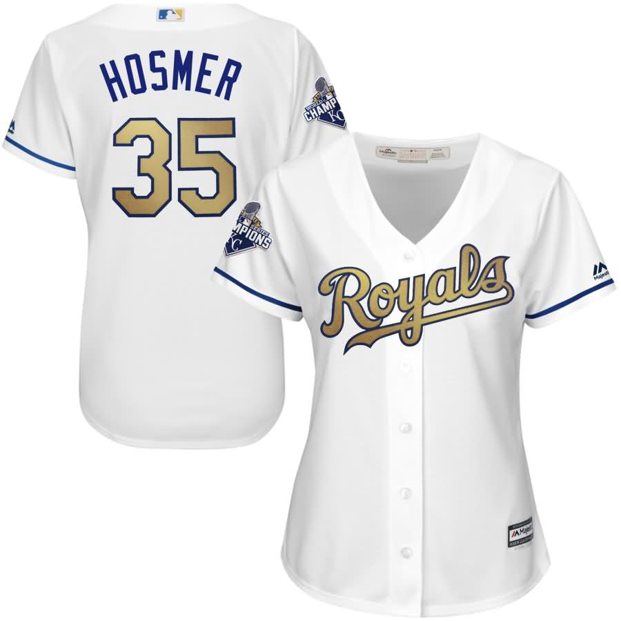 Eric Hosmer Kansas City Royals Majestic Women's 2015 World Series Champions Gold Program Cool Base Jersey - White