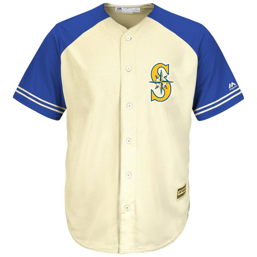 Seattle Mariners Majestic Cool Base Ivory Fashion Team Jersey - Cream/Navy