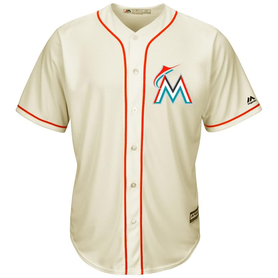 Miami Marlins Majestic Cool Base Ivory Fashion Team Jersey - Cream