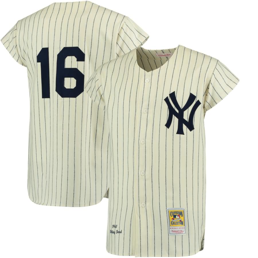 Whitey Ford New York Yankees Mitchell & Ness Authentic Jersey - Cream