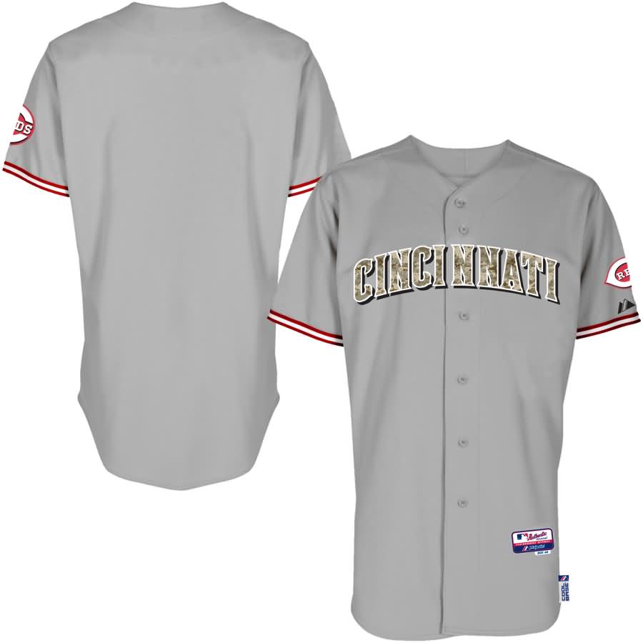 Cincinnati Reds Majestic Fashion Authentic USMC Team Jersey - Gray