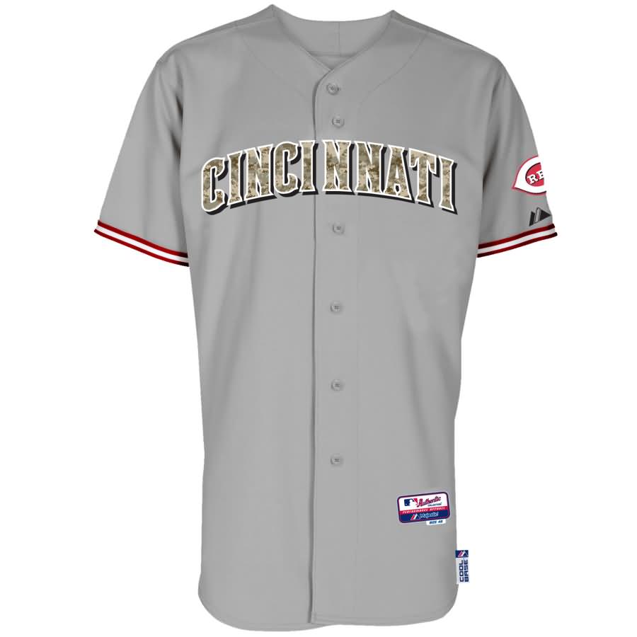 Cincinnati Reds Majestic Fashion Authentic USMC Team Jersey - Gray