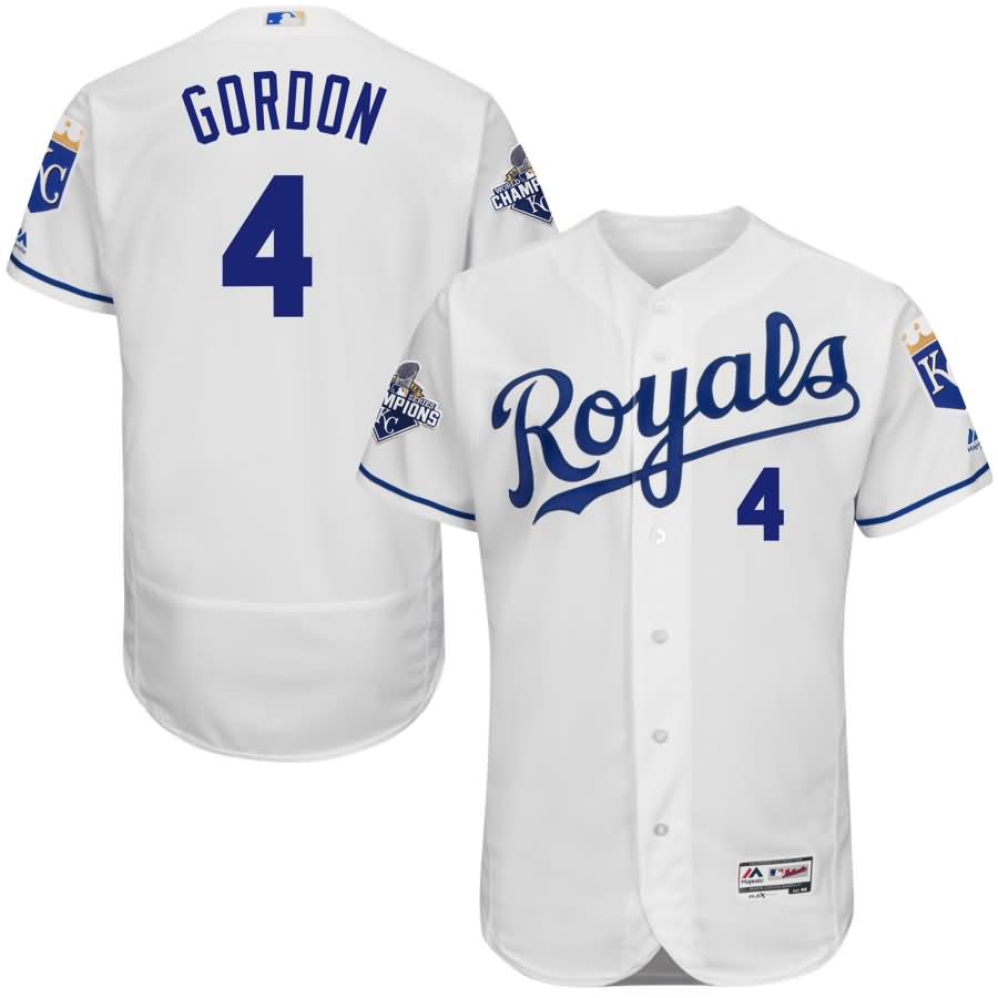 Alex Gordon Kansas City Royals Majestic Home Flex Base Player Jersey with World Series Commemorative Patch - White