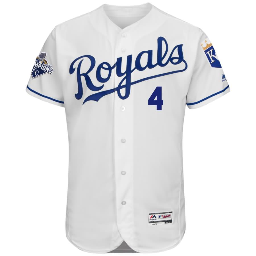 Alex Gordon Kansas City Royals Majestic Home Flex Base Player Jersey with World Series Commemorative Patch - White