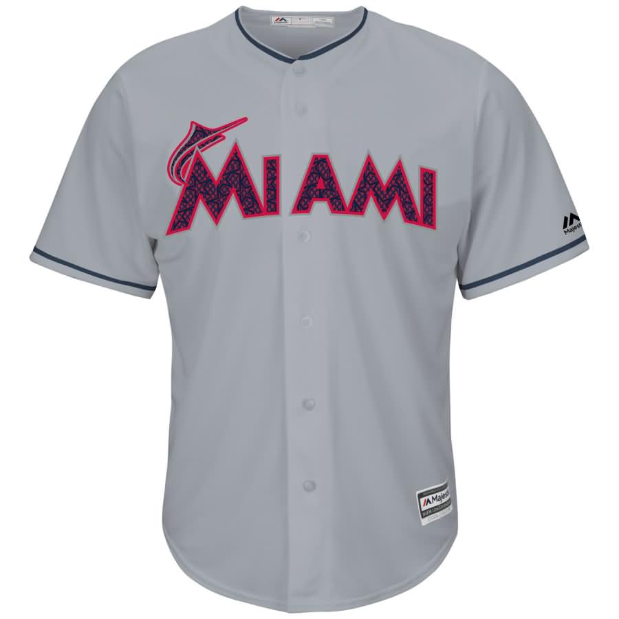 Miami Marlins Majestic Fashion Stars & Stripes Cool Base Jersey - Gray