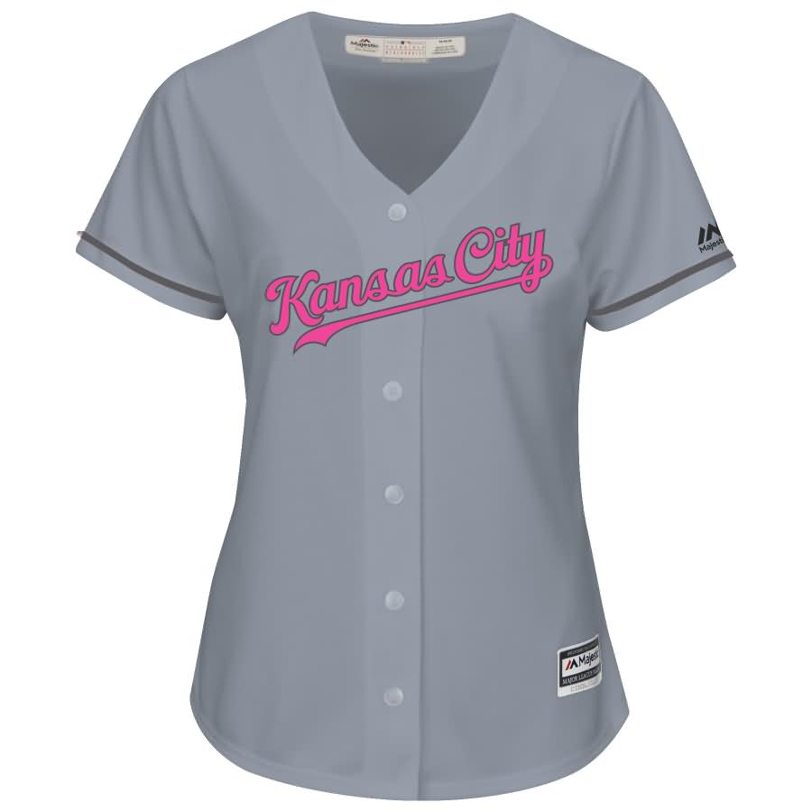 Lorenzo Cain Kansas City Royals Majestic Women's Mother's Day Cool Base Replica Jersey - Gray