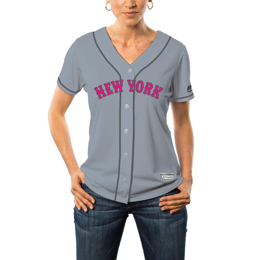 New York Mets Majestic Women's Mother's Day Cool Base Replica Team Jersey - Gray