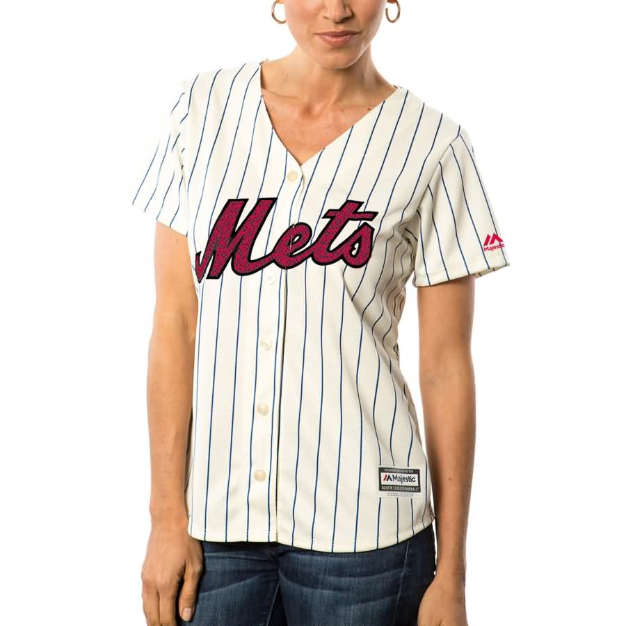 New York Mets Majestic Women's Fashion Stars & Stripes Cool Base Jersey - White