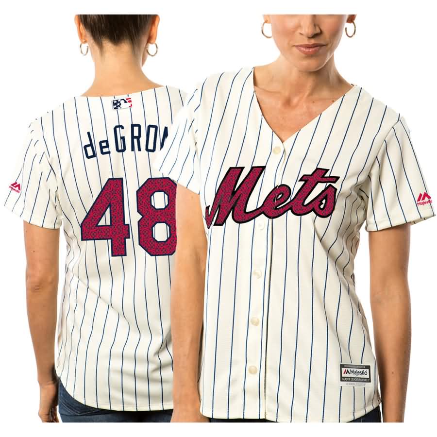 Jacob deGrom New York Mets Majestic Women's Fashion Stars & Stripes Cool Base Player Jersey - White