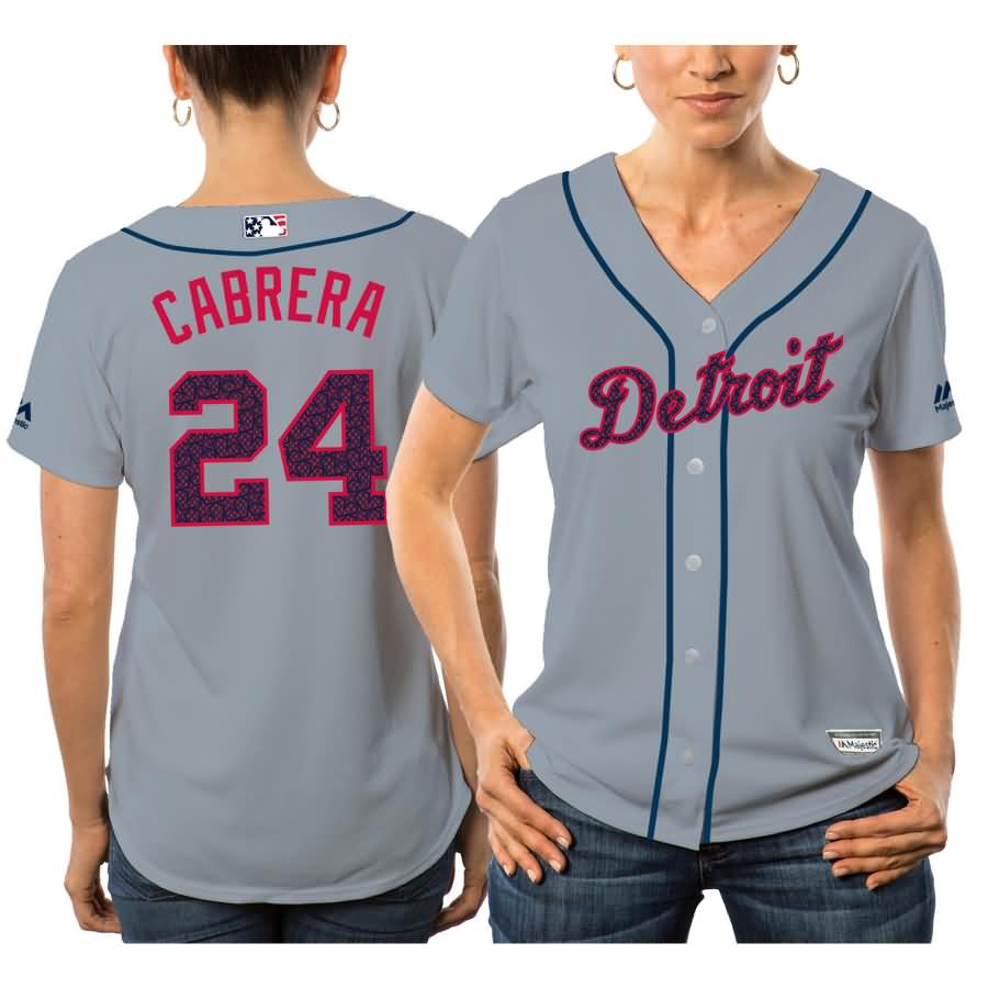 Miguel Cabrera Detroit Tigers Majestic Women's Fashion Stars & Stripes Cool Base Player Jersey - Gray