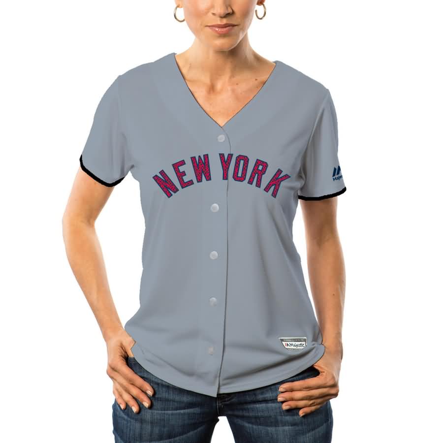 Alex Rodriguez New York Yankees Majestic Women's Fashion Stars & Stripes Cool Base Player Jersey - Gray