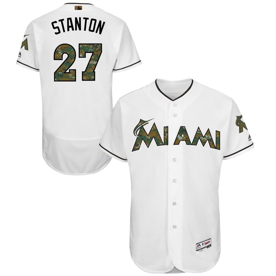 Giancarlo Stanton Miami Marlins Majestic Fashion 2016 Memorial Day Flex Base Jersey - White