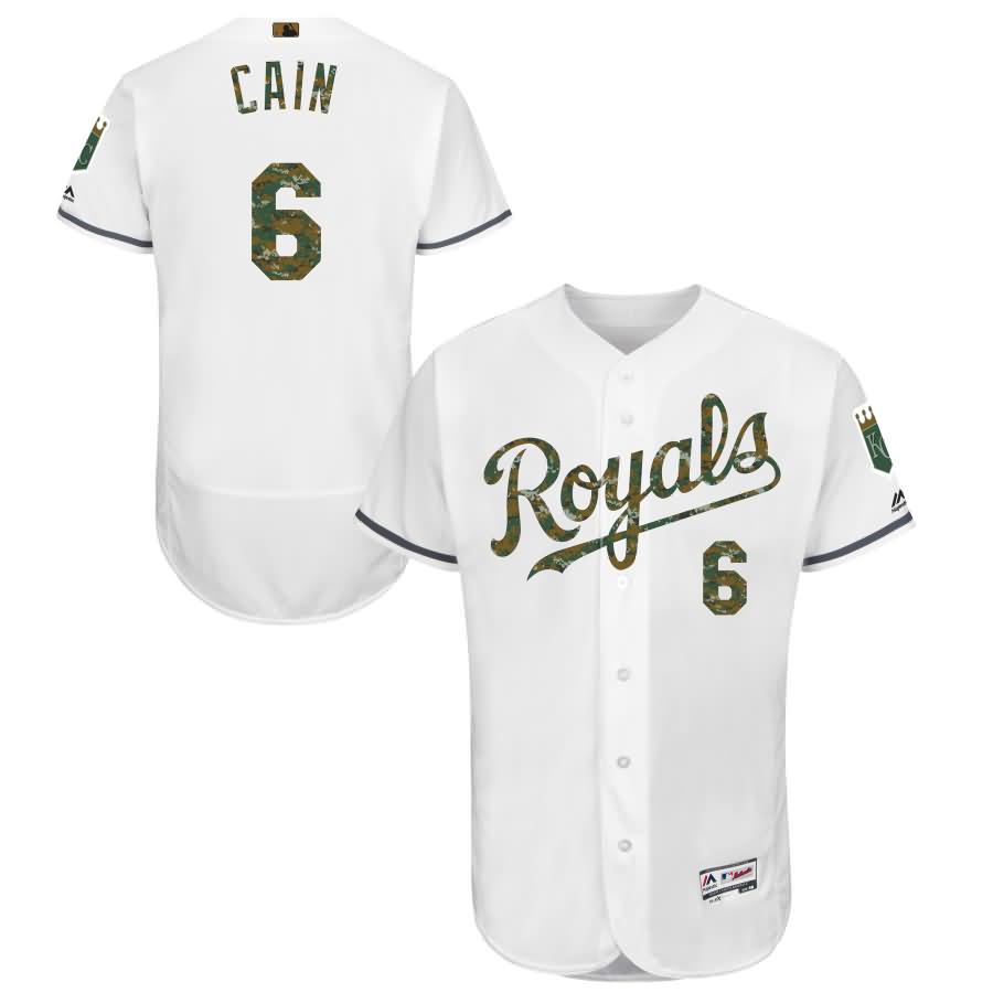 Lorenzo Cain Kansas City Royals Majestic Fashion 2016 Memorial Day Flex Base Jersey - White