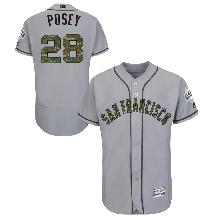 Buster Posey San Francisco Giants Majestic Fashion 2016 Memorial Day Flex Base Jersey - Gray