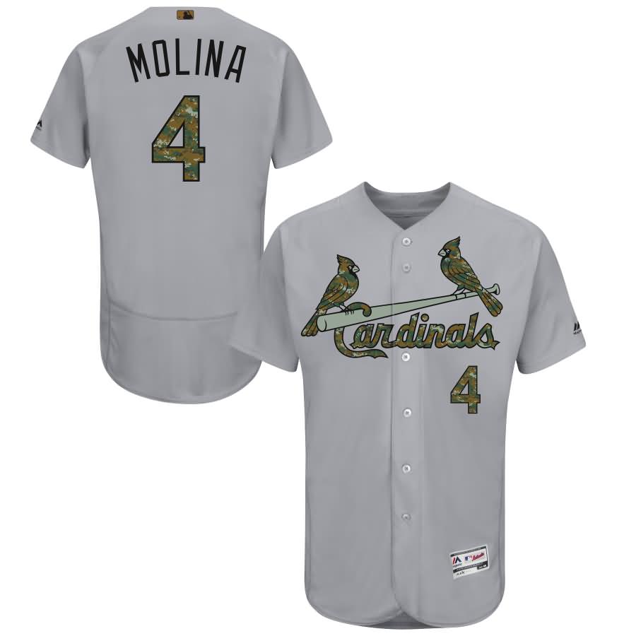 Yadier Molina St. Louis Cardinals Majestic Fashion 2016 Memorial Day Flex Base Jersey - Gray