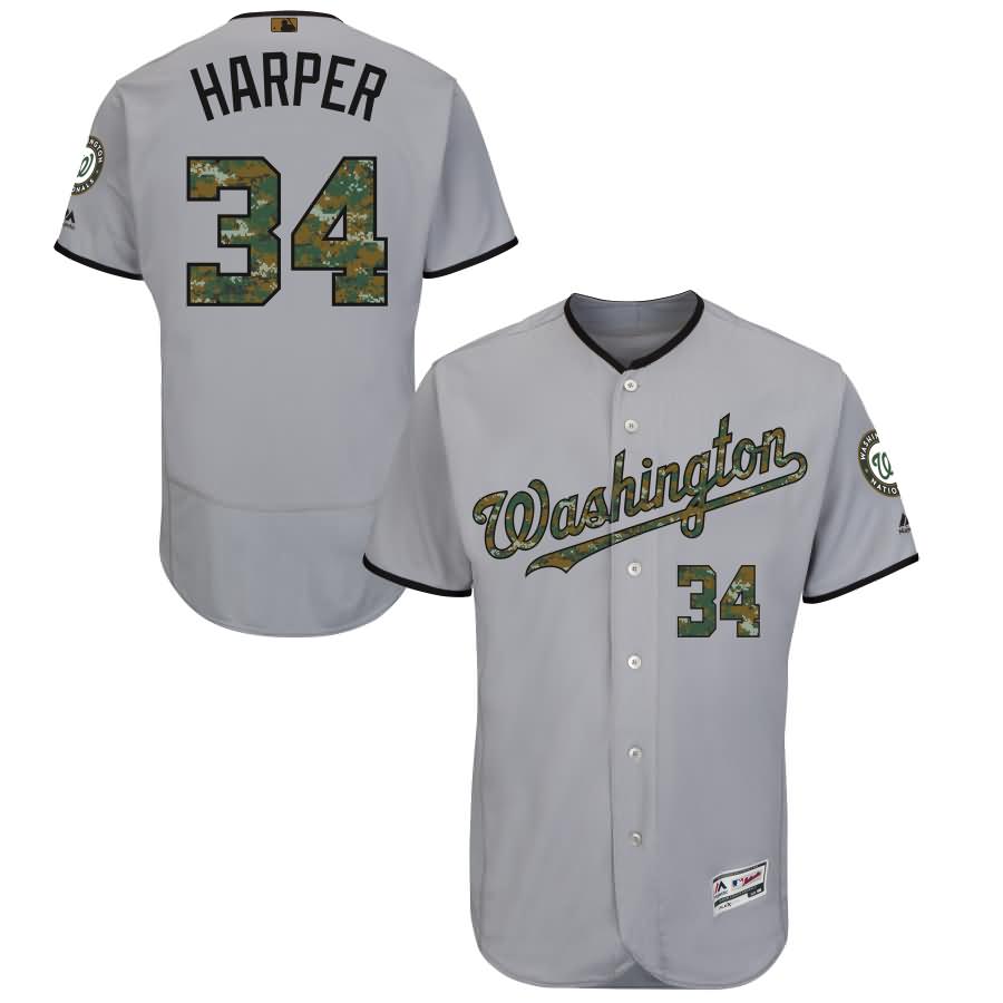 Bryce Harper Washington Nationals Majestic Fashion 2016 Memorial Day Flex Base Jersey - Gray