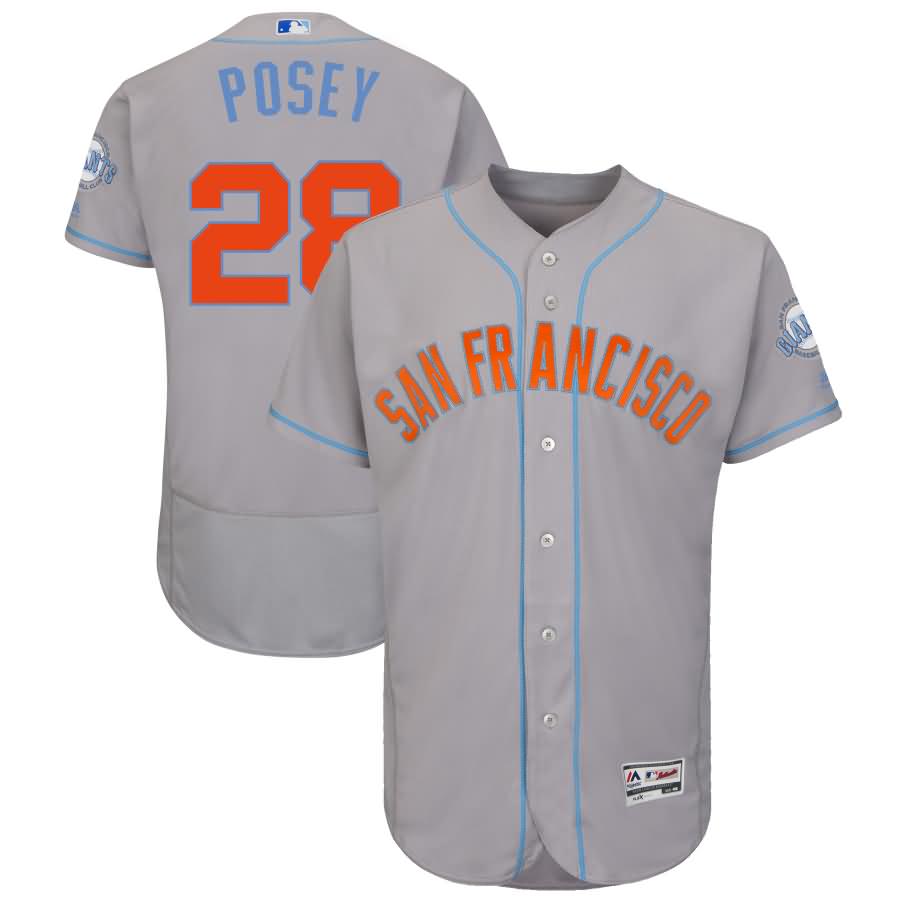 Buster Posey San Francisco Giants Majestic Father's Day Flex Base Jersey - Gray