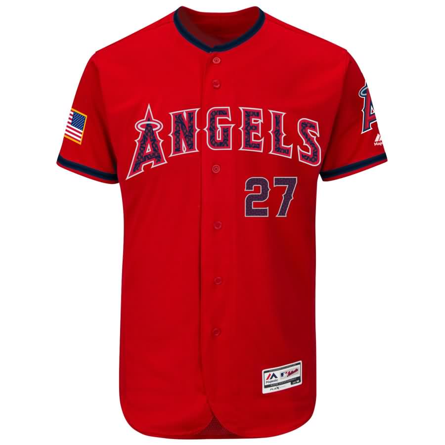 Mike Trout Los Angeles Angels Majestic Fashion Stars & Stripes Flex Base Player Jersey - Scarlet