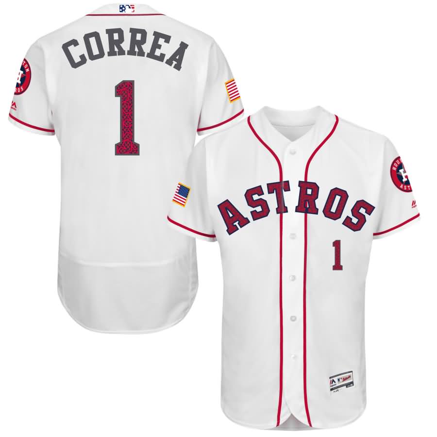 Carlos Correa Houston Astros Majestic Fashion Stars & Stripes Flex Base Player Jersey - White