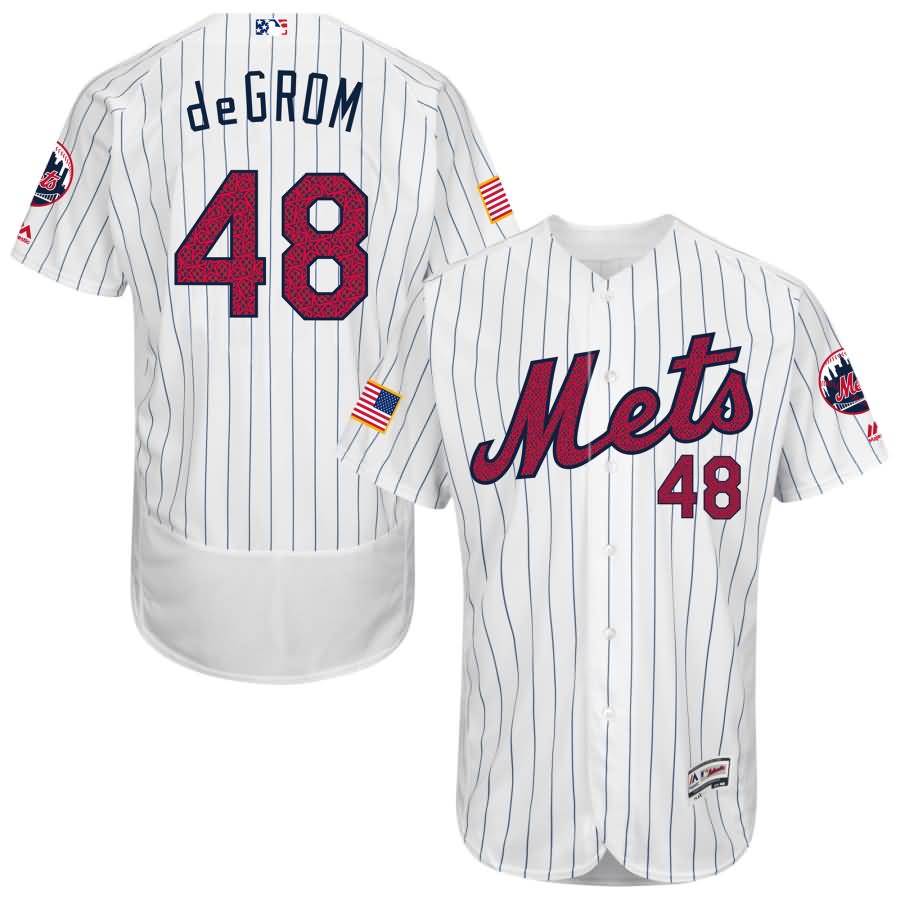 Jacob deGrom New York Mets Majestic Fashion Stars & Stripes Flex Base Player Jersey - White