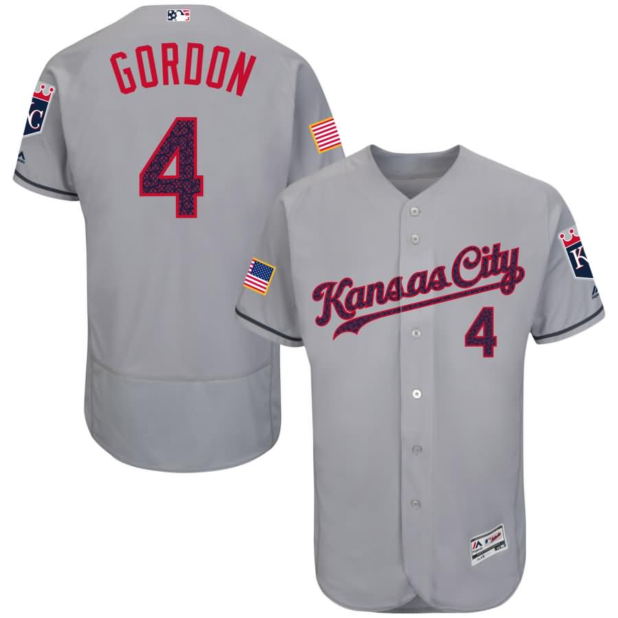 Alex Gordon Kansas City Royals Majestic Fashion Stars & Stripes Flex Base Player Jersey - Gray