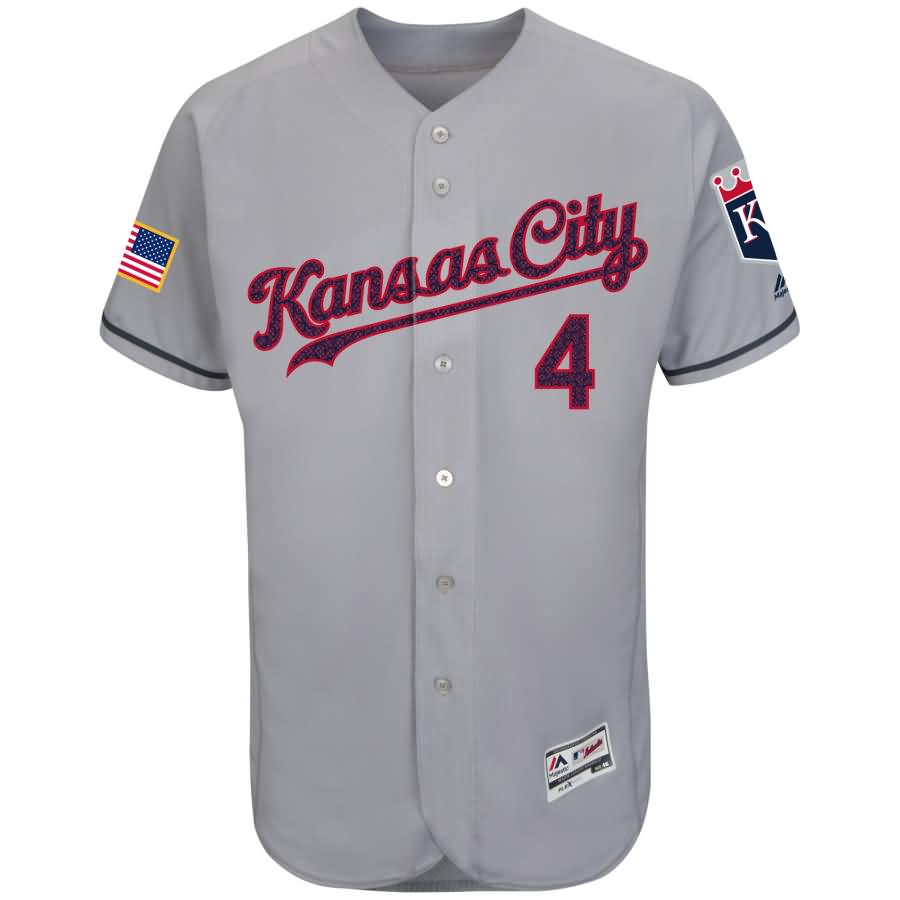 Alex Gordon Kansas City Royals Majestic Fashion Stars & Stripes Flex Base Player Jersey - Gray