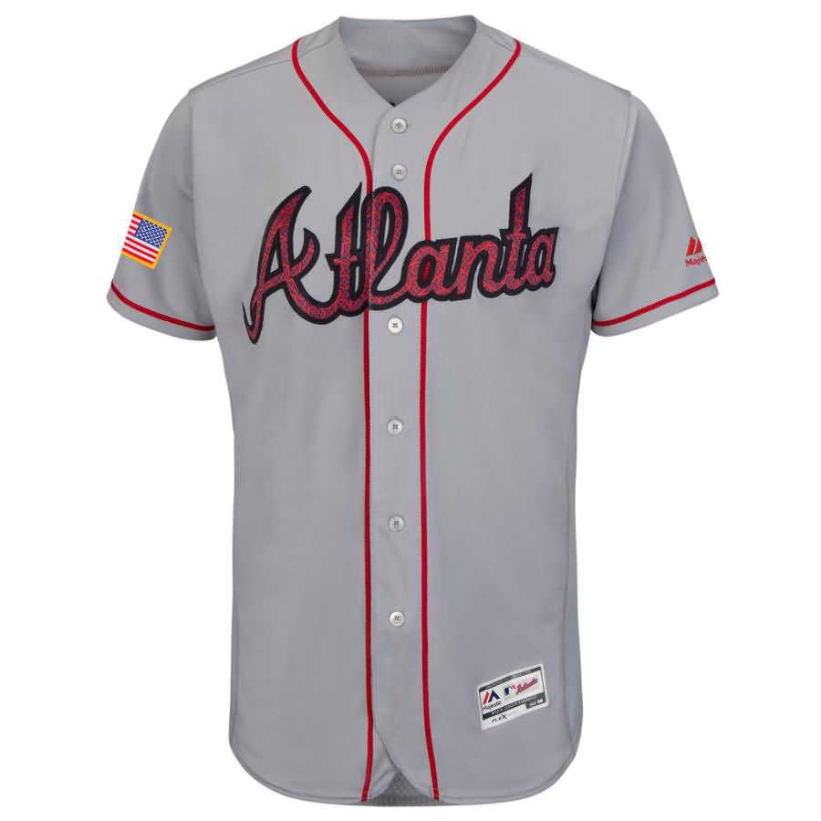 Atlanta Braves Majestic Fashion Stars & Stripes Flex Base Jersey - Gray