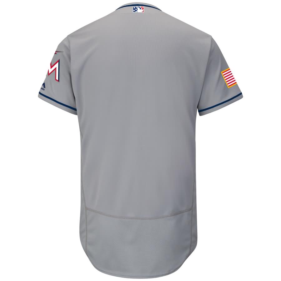 Miami Marlins Majestic Fashion Stars & Stripes Flex Base Jersey - Gray