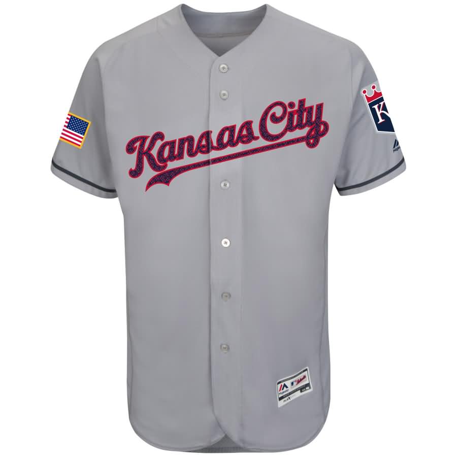 Kansas City Royals Majestic Fashion Stars & Stripes Flex Base Jersey - Gray