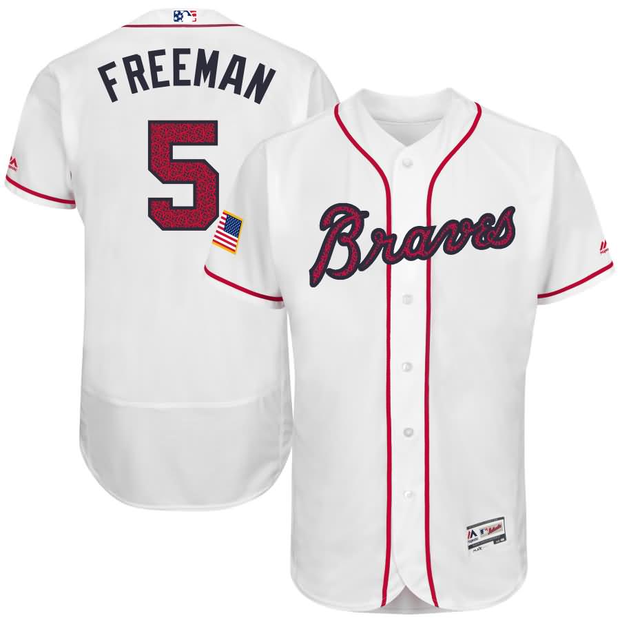 Freddie Freeman Atlanta Braves Majestic Fashion Stars & Stripes Flex Base Player Jersey - White