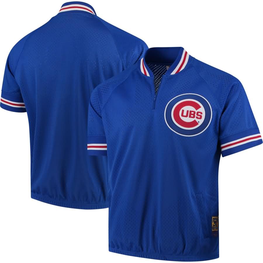 Chicago Cubs Mitchell & Ness Cooperstown Collection Mesh Batting Practice Quarter-Zip Jersey - Royal