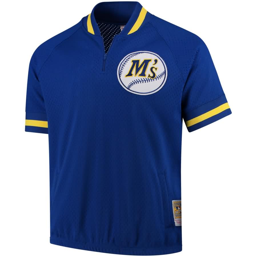 Ken Griffey Jr. Seattle Mariners Mitchell & Ness Cooperstown Collection Mesh Batting Practice Quarter-Zip Jersey - Royal