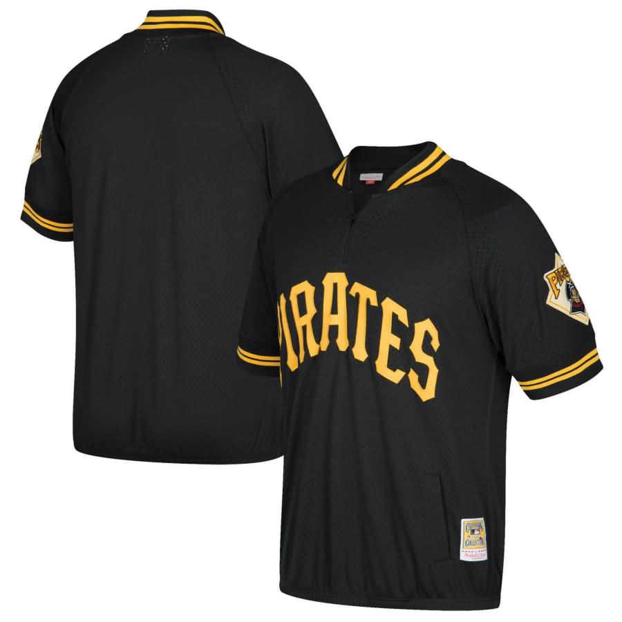 Pittsburgh Pirates Mitchell & Ness Cooperstown Collection Mesh Batting Practice Quarter-Zip Jersey - Black