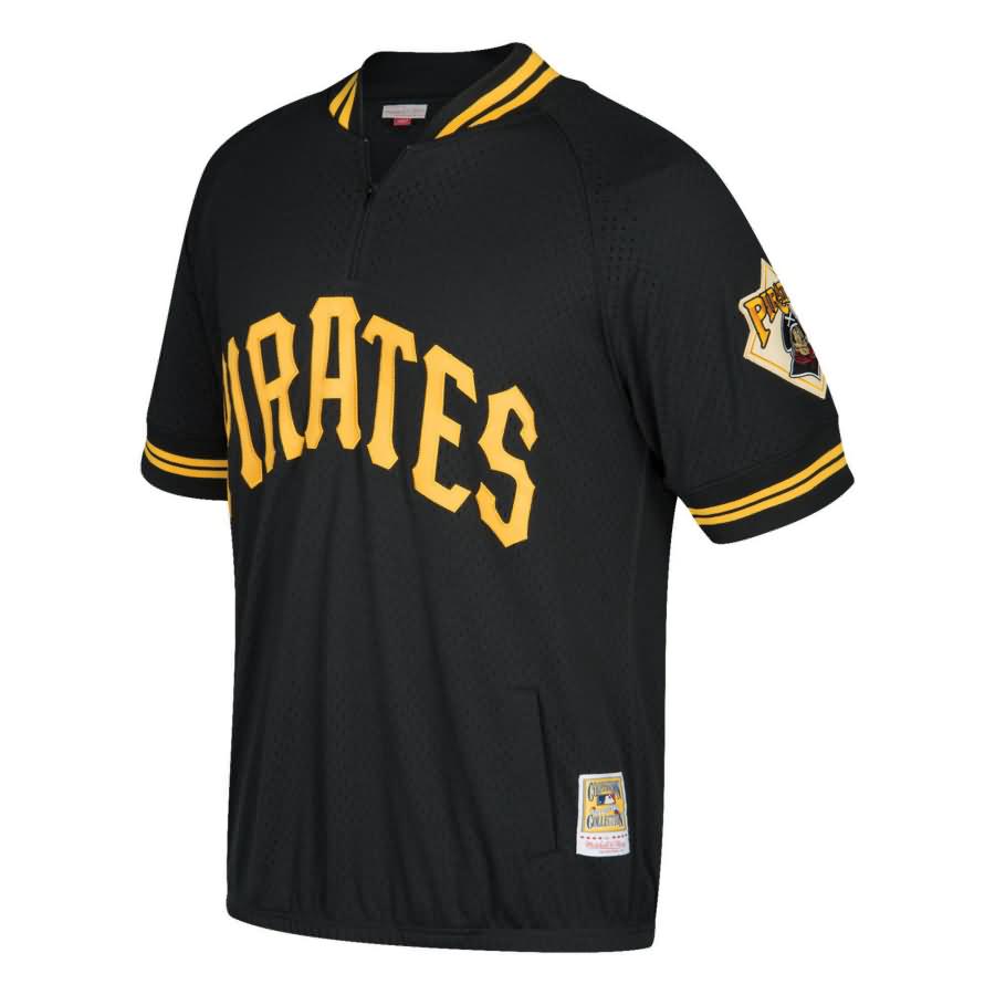 Pittsburgh Pirates Mitchell & Ness Cooperstown Collection Mesh Batting Practice Quarter-Zip Jersey - Black