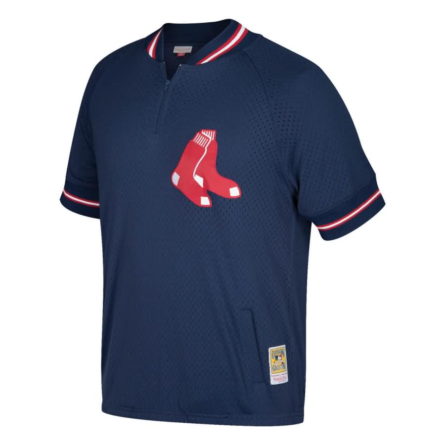 Boston Red Sox Mitchell & Ness Cooperstown Collection Mesh Batting Practice Quarter-Zip Jersey - Navy