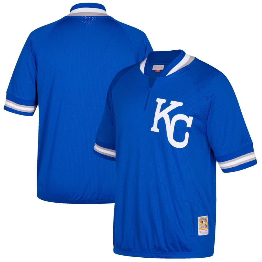 Kansas City Royals Mitchell & Ness Cooperstown Collection Mesh Batting Practice Quarter-Zip Jersey - Royal