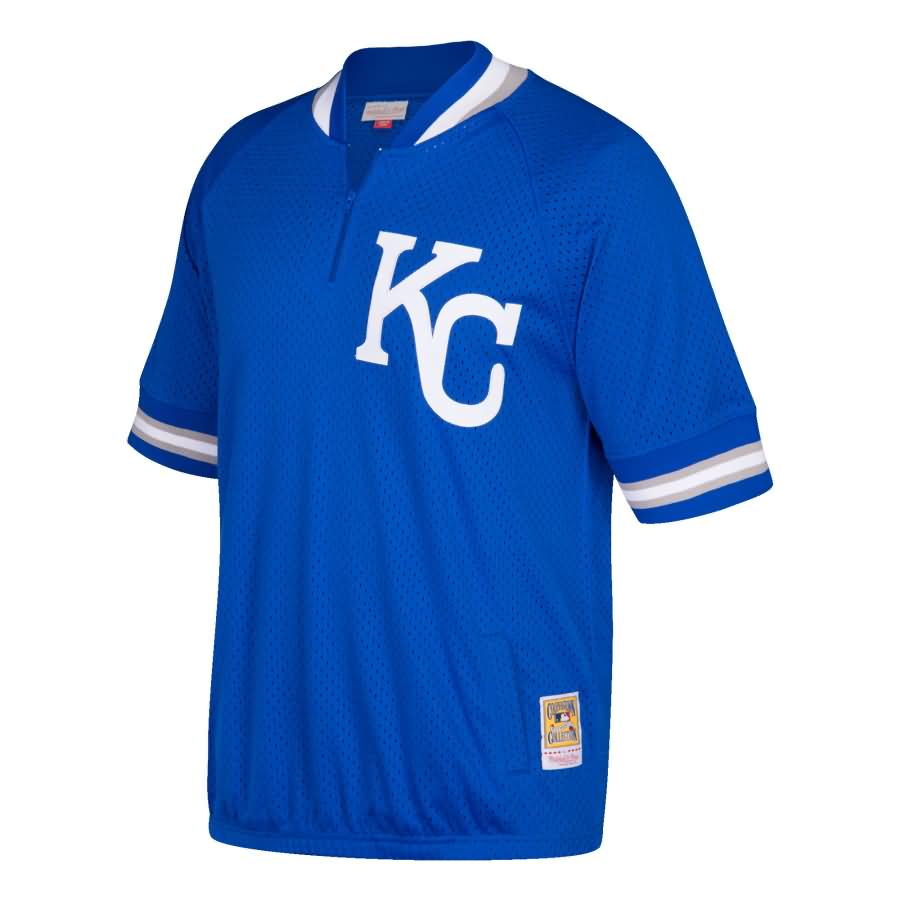 Kansas City Royals Mitchell & Ness Cooperstown Collection Mesh Batting Practice Quarter-Zip Jersey - Royal